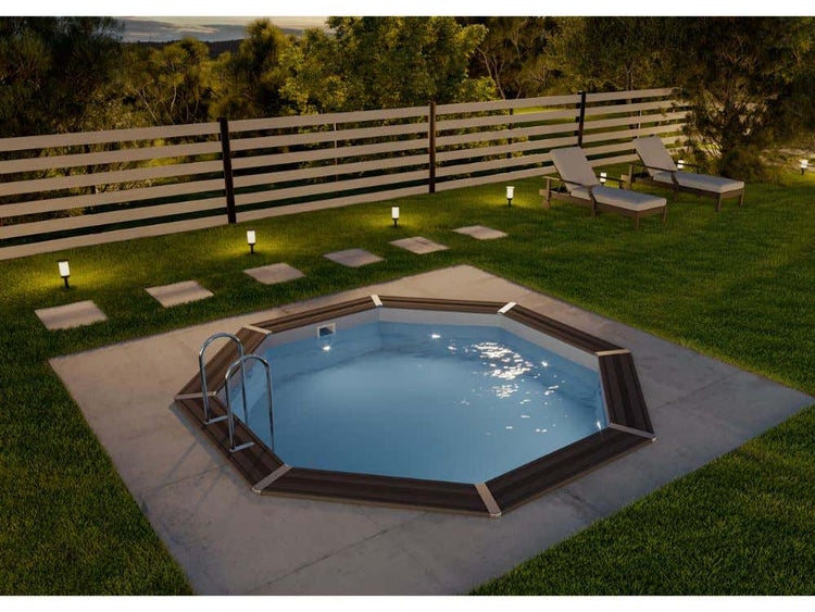 Gre Pools WPC Pool Santorin Pool aus Holz/Kunststoff in Grau