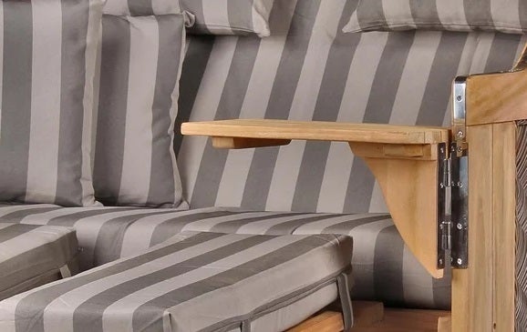 Strandkorb Westerland Teak Bullauge PE grey Dessin 537