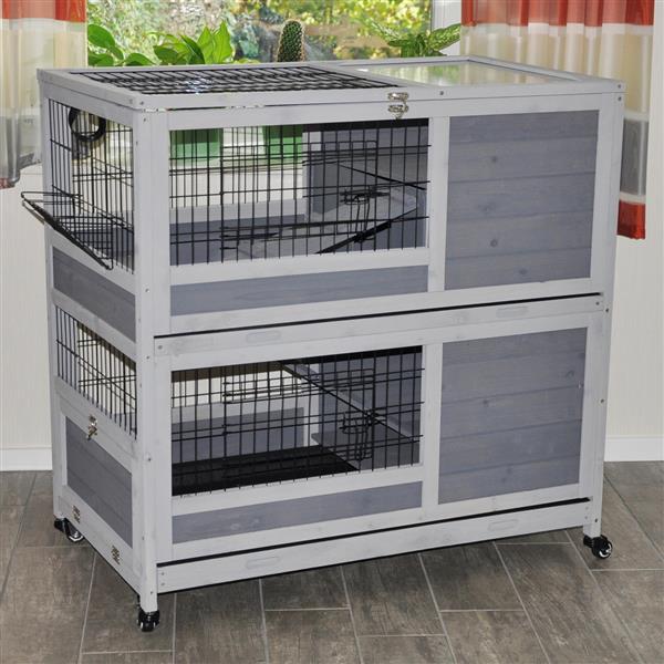 Indoor Kleintierstall Belinda grau 90 x 53 x 95 cm