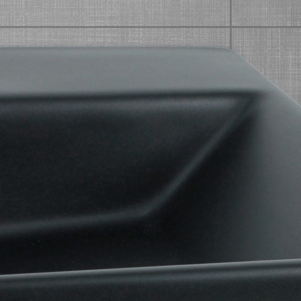 ML-Design Waschbecken zur Wandmontage oder als Aufsatzwaschbecken mit Hahnloch, 51 x 36 x 13 cm, aus Keramik, Schwarz matt, Hängewaschbecken Waschtisch Aufsatzbecken Handwaschbecken Waschschale Becken