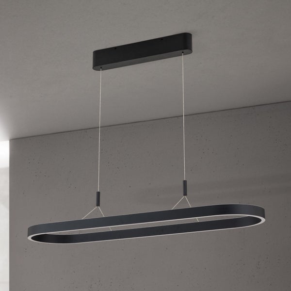 Moderne ovale LED Pendelleuchte mit schlankem Design zur Deckenmontage im Wohnraum