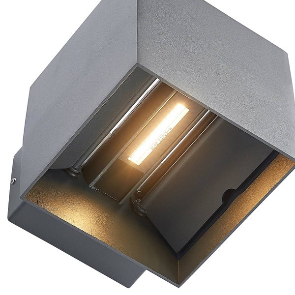 Lindby LED Wandleuchte außen Esani (spritzwassergeschützt (Modern) in Schwarz aus Aluminium (1 flammig, ) - Außenwandleuchten Wandlampe Led Außenlampe Outdoor für Außenwand/Hauswand