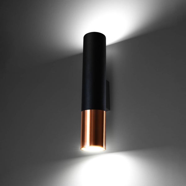 Euluna Wandleuchte, Wandlampe Innen Thalassa (Modern) in Schwarz aus Metall (2 flammig GU10) - Wandstrahler Wandbeleuchtung Schlafzimmer / Wohnzimmer Wohnzimmerleuchte