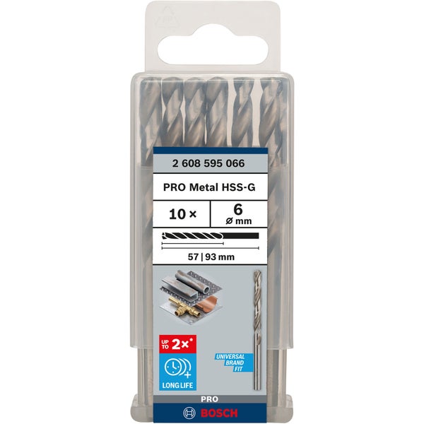 Bosch PRO Metal HSS-G Spiralbohrer 6 x 57 x 93 mm - 2608595066