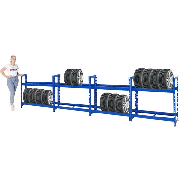 PROREGAL Mega Deal 4x Reifenregal Tiger HxBxT 100 x 110 x 35 cm Bis Zu 32 Reifen Blau
