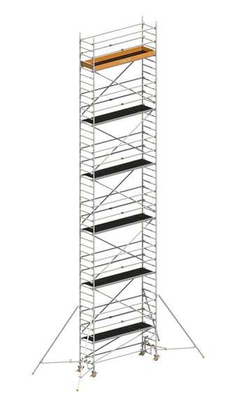 Layher Rollgerüst Uni Standard P2 mit Uni Telegeländer und ausziehbaren Gerüststützen 13,20m AH
