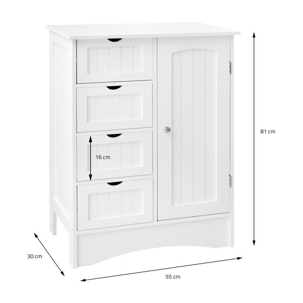 ML-Design Badmöbel-Set 5-teilig, Badezimmermöbel Set, Badmöbel Komplettset, Spiegelschrank Waschtisch mit Unterschrank Hochschrank Badezimmerschrank Badschrank, Landhausstil, Weiß, Holz, viel Stauraum