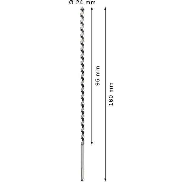 Holzbohrer mit Durchmesser 24 Millimeter und einer Länge von 160 Millimeter