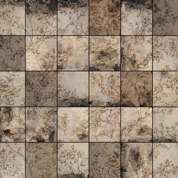 Quadratische Fliesen mit floralem Muster