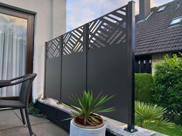 Sichtschutzwand ELEO Amato 60 x 158 cm - Metall pulverbeschichtet anthrazit