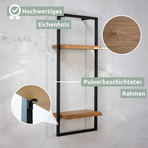 holz4home Wandregal High in Schwarz Gerahmt von holz4home® Natur mit Baumkante