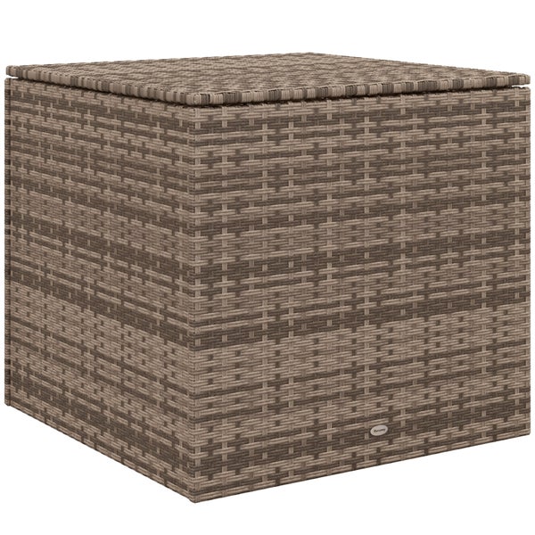 Outsunny Polyrattan Auflagenbox, Kissenbox mit Deckel, 75 x 75 x 70 cm, Stahl, PE-Rattan, Sand