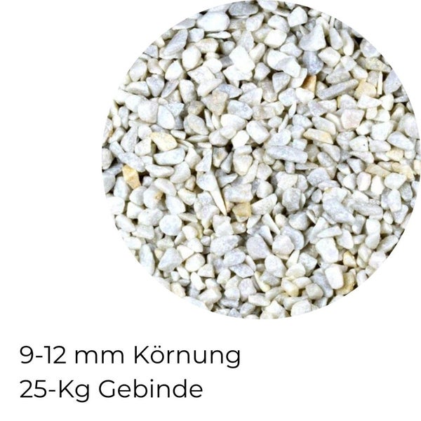 Kieselsteine Garten Carrara Weiß Zierkies Ziersplitt Splitt 9-12 mm 25 kg Aquarium Kies Marmorkies Steinteppich Zierstein Weiß
