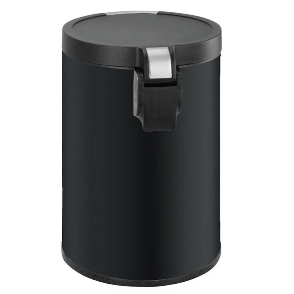 PROREGAL Runder Treteimer Mit Kunststoffdeckel Mit Edelstahlakzenten 20 Liter HxØ 45,5 x 29,2,6 cm Schwarz