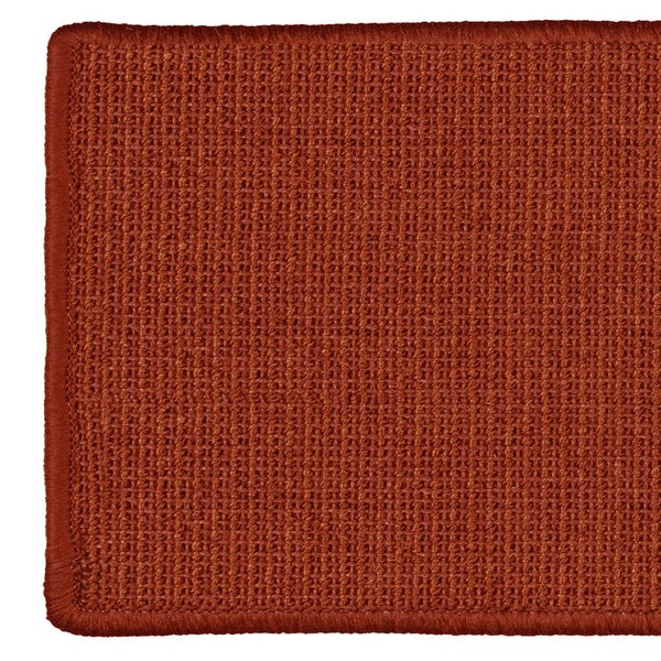 FLOORDIREKT Stufenmatte aus Sisal - Pure Nature - Umkettelt & Selbstklebend - Rot - 23,5 x 65 cm - Rechteckig ohne Lippe