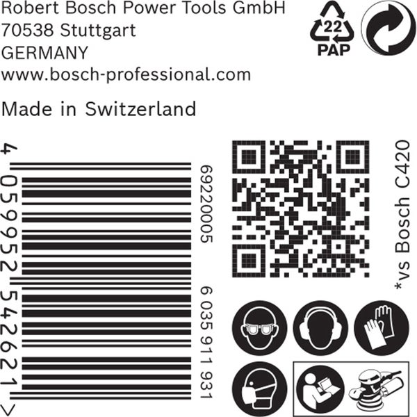 Bosch 50x Expert C470 Schleifpapier mit 6 Löchern für Exzenterschleifer 150 mm G 320 - 2608900924