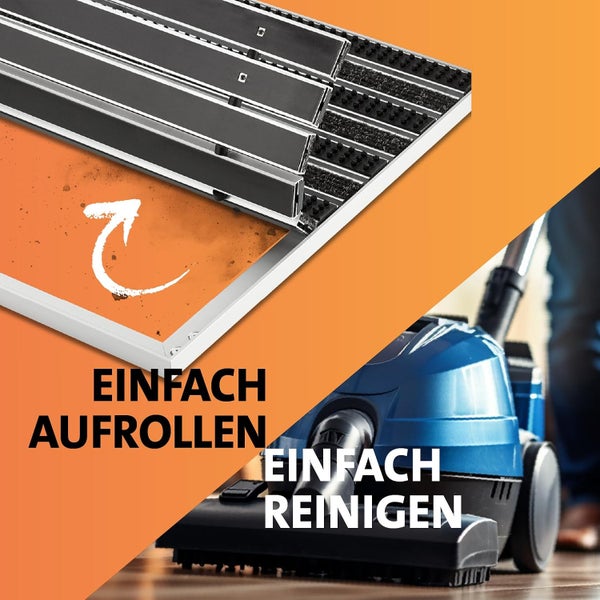 Schmutzfangmatte mit Aluminiumrahmen für Eingang | Einbau Alu-Fußmatte Innen & Außen überdacht | Robuste, eingelassene Eingangsmatte Anthrazit / Schwarz 150 x 100 cm