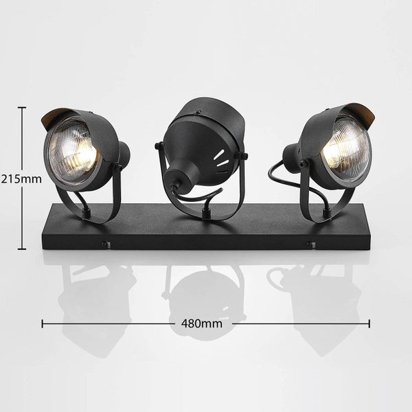 Dreiflammige Deckenleuchte im Industrial Design mit Abmessungen 480 mm x 215 mm