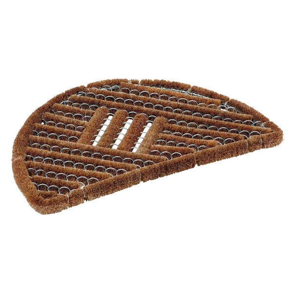 Halbrunde Fußmatte aus Kokosfasern mit Metallrahmen