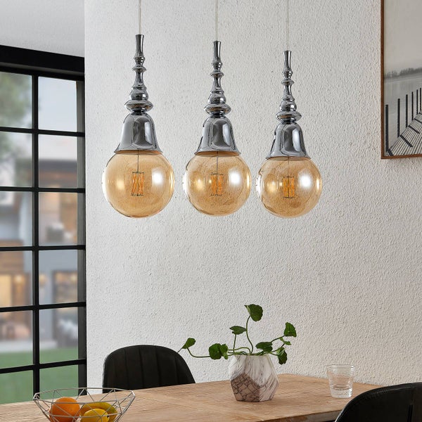 Lucande Pendelleuchte Gesja (Modern) in Chrom aus Metall (3 flammig, E27) - Deckenlampe Esstischlampe Hängelampe Hängeleuchte Wohnzimmerleuchte
