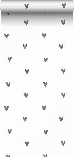 Sanders und Sanders Tapete Herzchen Schwarz und Weiß - 53 cm x 10.05 m - 935267