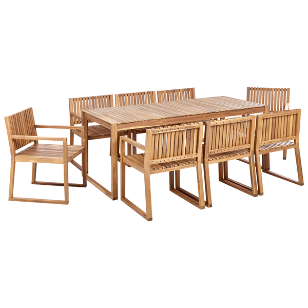 Gartenmöbel Set 8-Sitzer SASSARI II zertifiziertes Akazienholz Hellbraun