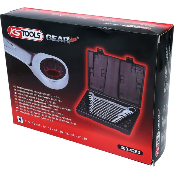 KS Tools Gear Plus Ratschenringmaulschlüssel Satz, 12-teilig in Verpackung