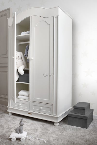 Kinderzimmer Kleiderschrank mit zwei Türen, Schubladen und Regalen