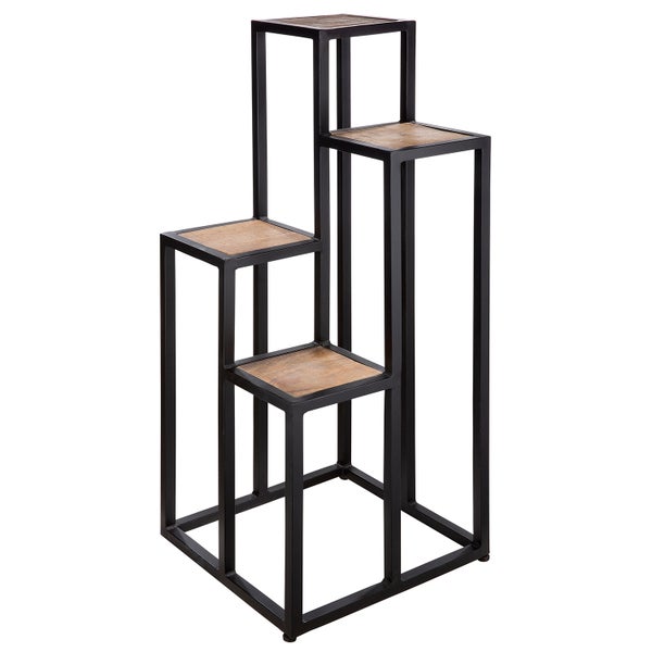 Säule GILDE Höhe 100 cm braun Holz, Metall
