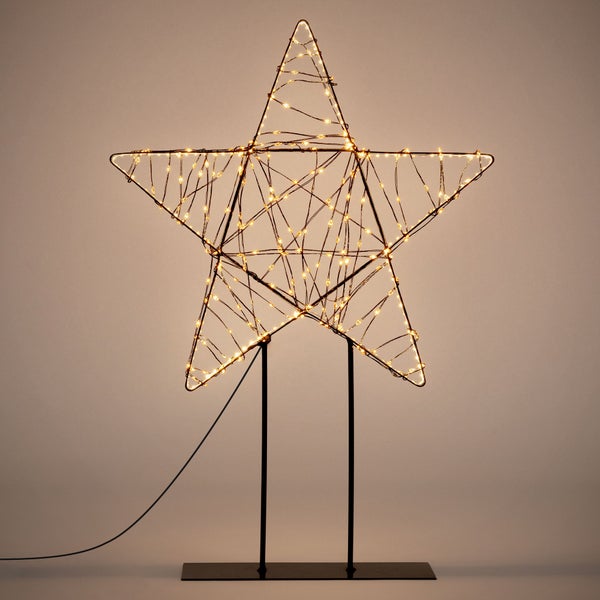 Leuchtstern mit LED Lichterkette auf Metallständer für die Weihnachtsdekoration