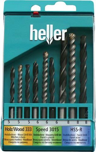 heller Universalbohrersatz 9tlg. Metall- Holz- u.Steinbohrer - 17741