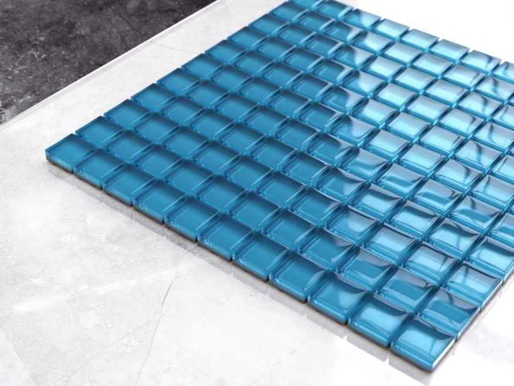 Glasmosaik auf Netz für Bad und Küche 30cm x 30cm  - Sapphire seas