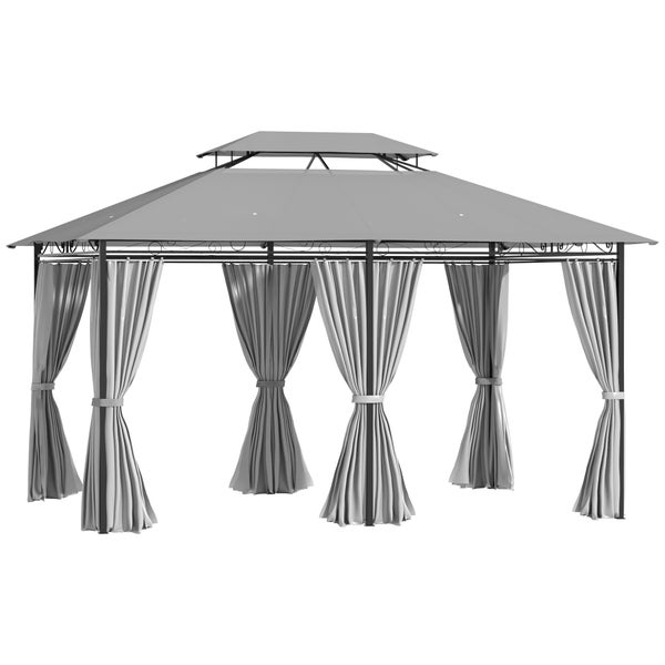 Outsunny Pavillon, 300L x 400B x 265H cm, Stahl, Polyester-Gewebe, Dunkelgrau