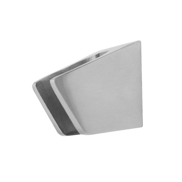 Ein einzelner Glasplattenhalter aus Metall in geometrischer Form für die Wandmontage.