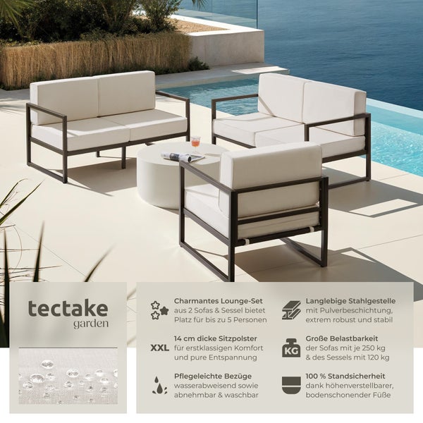 Garten-Loungeset tectake Comosa höhenverstellbare Füße für 5 Personen, Dicke der Sitzpolster 14 cm braun/beige