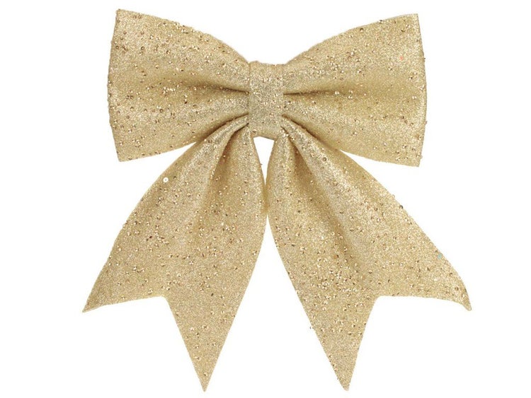 Dekorative Schleife mit Glitzer als Weihnachtsbaumschmuck oder Geschenkdekoration