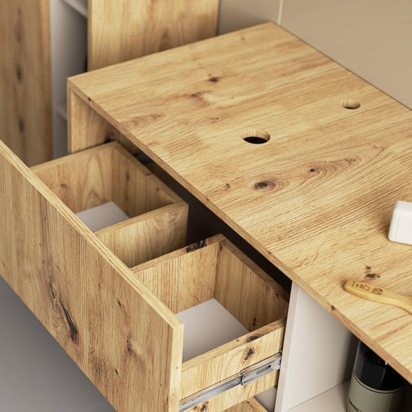 Waschtischunterschrank mit Schubladen in Holzoptik