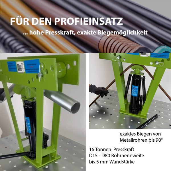Rohrbiegemaschine hydraulisch 16t Presskraft 8 Matritzen 90° Biegewinkel Rohrbieger Rohrbiegegerät