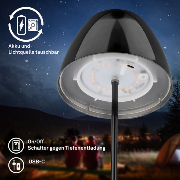 LED Akku Tischleuchte stufenloser Touchdimmer 2,5W 200 lm 2700 K H 36 cm Serina schwarz/chrom