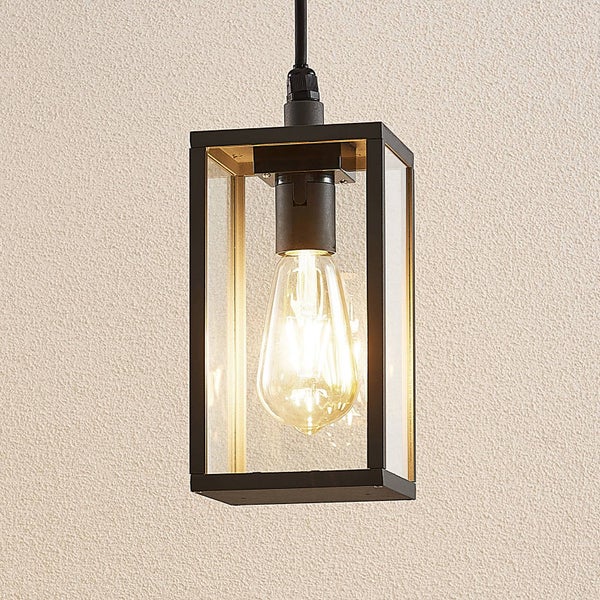 Lindby Außenleuchte Filimon (spritzwassergeschützt (Modern) in Schwarz aus Aluminium (1 flammig, E27) - Pendelleuchte außen