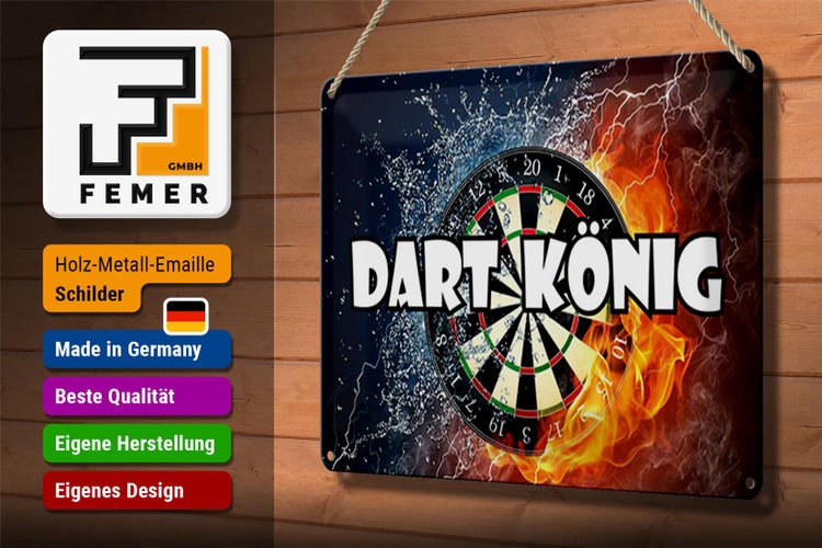 Blechschild Spruch 30x20cm Darts Dart König