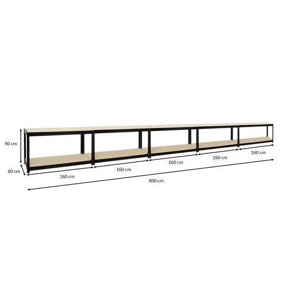 PROREGAL Mega Deal 5x Höhenverstellbare Werkbank Dino HxBxT 90 x 160 x 60 cm Traglast 600 kg Schwarz
