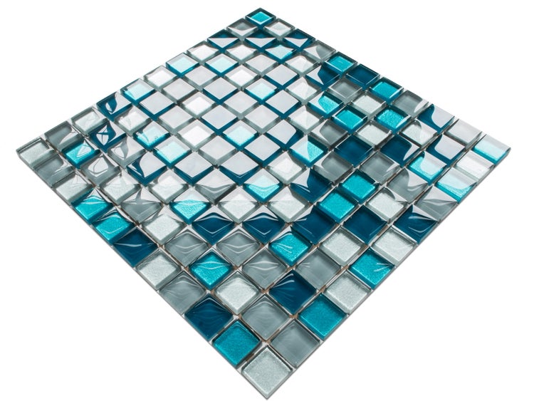 Glasmosaik auf Netz für Bad und Küche 30cm x 30cm  - Deep Lake