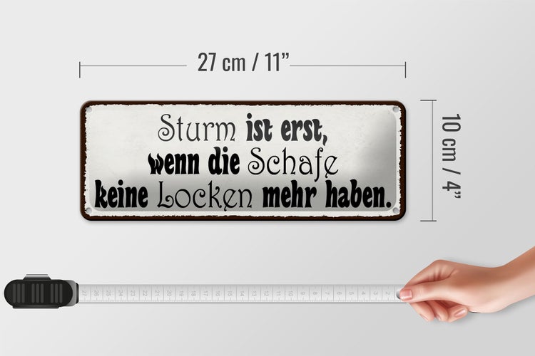 Blechschild Spruch 27x10cm Sturm ist erst wenn die Schafe Dekoration
