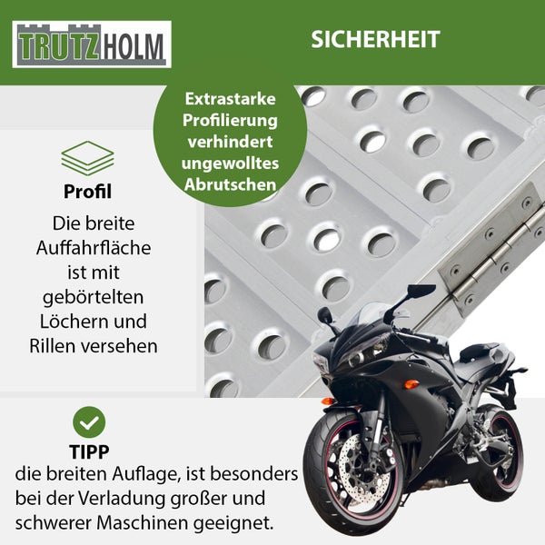 DREIBREIT by TRUTZHOLM Alu Auffahrrampe 215 cm 3-fach klappbar 1020 kg gelocht Verladerampe Rampe