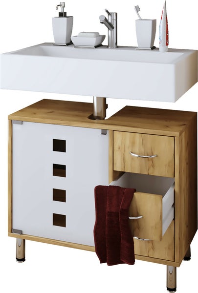 Holz Badmöbel Badunterschrank Darola Schublade