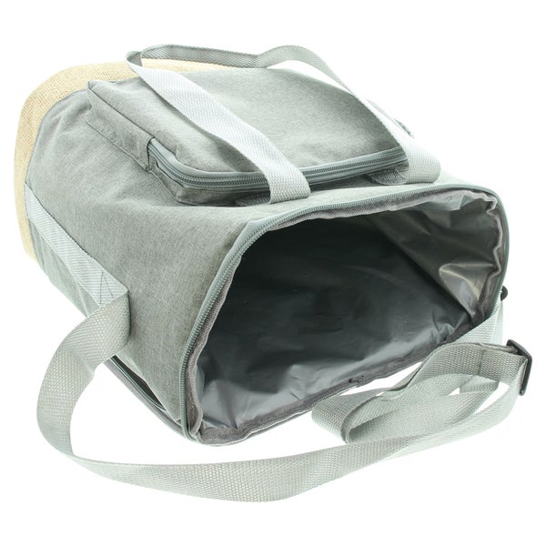 FRANK FLECHTWAREN | Kühltasche Grey, POLYESTER, LEINEN, ALUMINIUM, 24 x 18 x 34 cm