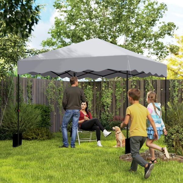 Outsunny Pavillon ca.3x3m, wasserabweisend Stabil Winterfest Pop-up Faltpavillon mit UV Schutz 50+, Faltbar Partyzelt Gartenzelt mit Rolltasche, Gartenpavillon für Camping Garten, Hellgrau