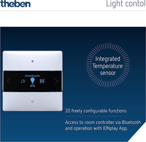 Theben 4969238 iON 108 KNX Raumkontroller mit integriertem Temperaturregler I Sichere Kommunikation durch KNX Data Secure I App Steuerung Bluetooth