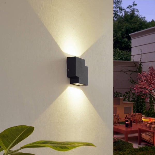 Lindby LED Wandleuchte außen Fendir (spritzwassergeschützt (Modern) in Schwarz aus Aluminium (2 flammig, ) - Außenwandleuchten Wandlampe Led Außenlampe Outdoor für Außenwand/Hauswand